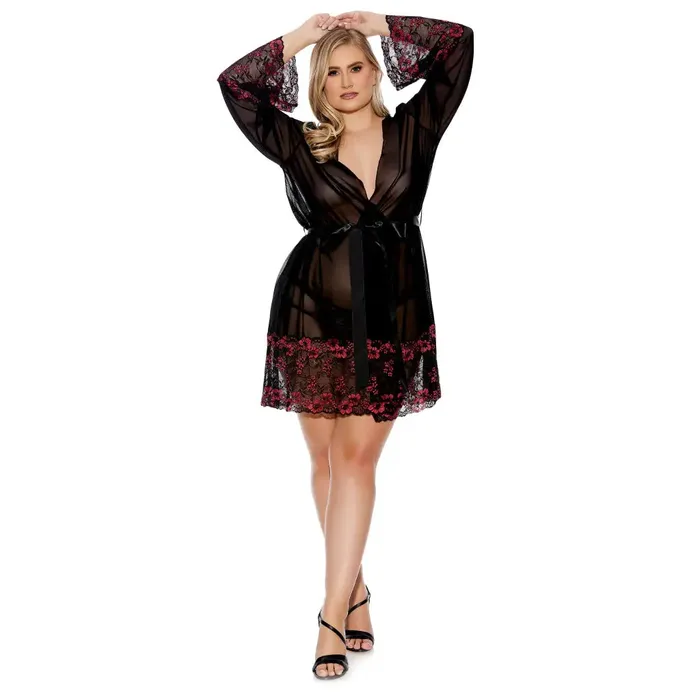 Barely Bare Lace Trim Sheer Robe Qs Evolved Novelties Hosiery Barely Bare Lace Trim Sheer Robe Qs Evolved Novelties Hosiery