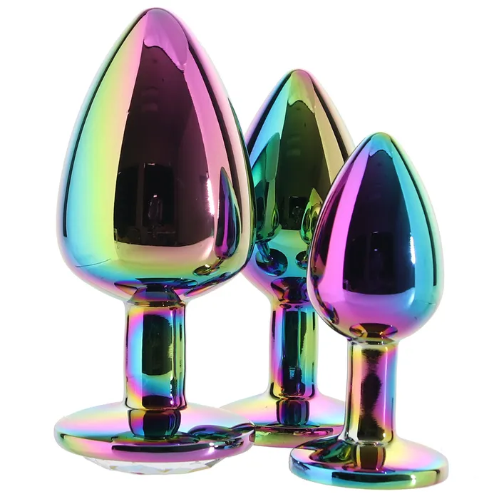 ns novelties Anal Rear Assets Round Gem Metal Plug Kit in Rainbow ns novelties Anal Rear Assets Round Gem Metal Plug Kit in Rainbow