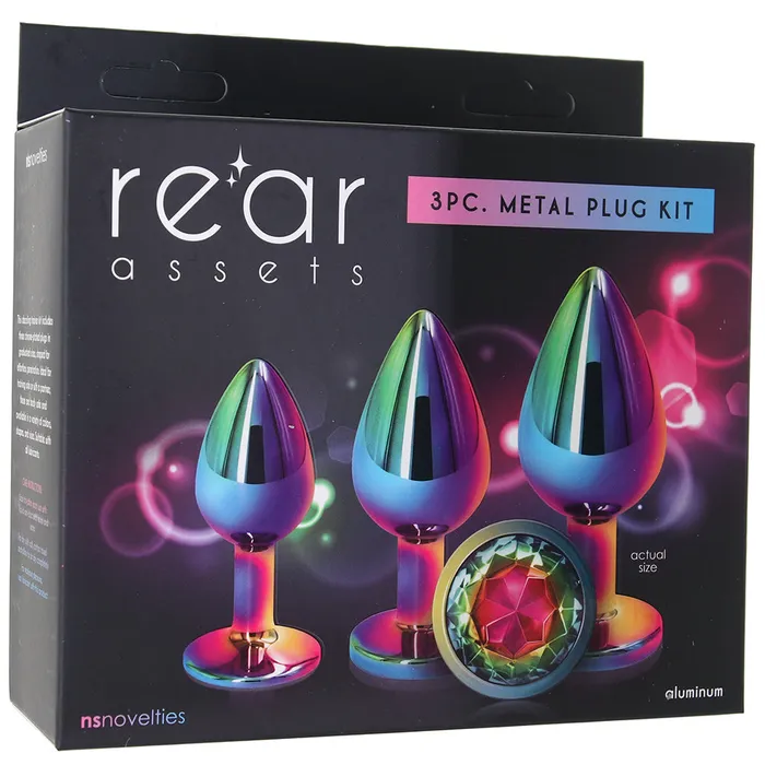 ns novelties Anal Rear Assets Round Gem Metal Plug Kit in Rainbow ns novelties Anal Rear Assets Round Gem Metal Plug Kit in Rainbow