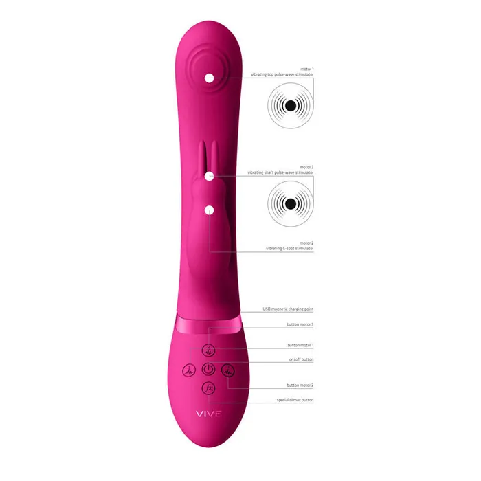 Shots Toys Vibrators Shots Vive May Dual Pulse Wave Vibrating C spot GSpot Rabbit Pink