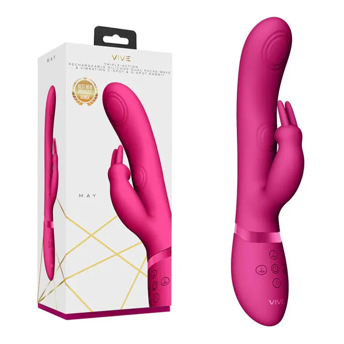 Shots Toys Vibrators Shots Vive May Dual Pulse Wave Vibrating C spot GSpot Rabbit Pink