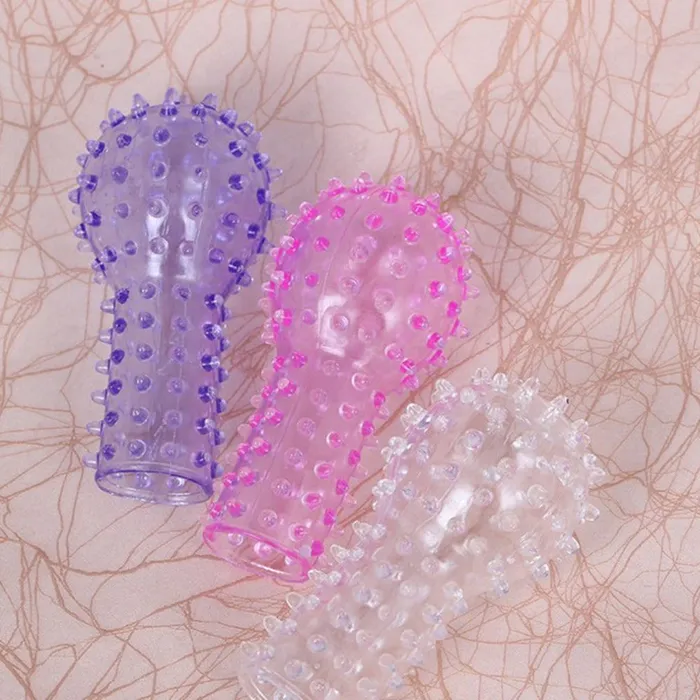 Female Sex Toys Flexible Silicone Reusable Finger Condoms Soft TPE Crystal Kondom G spot Stimulation Sex Toys for Couples Random Color LAZADASEXTOYS