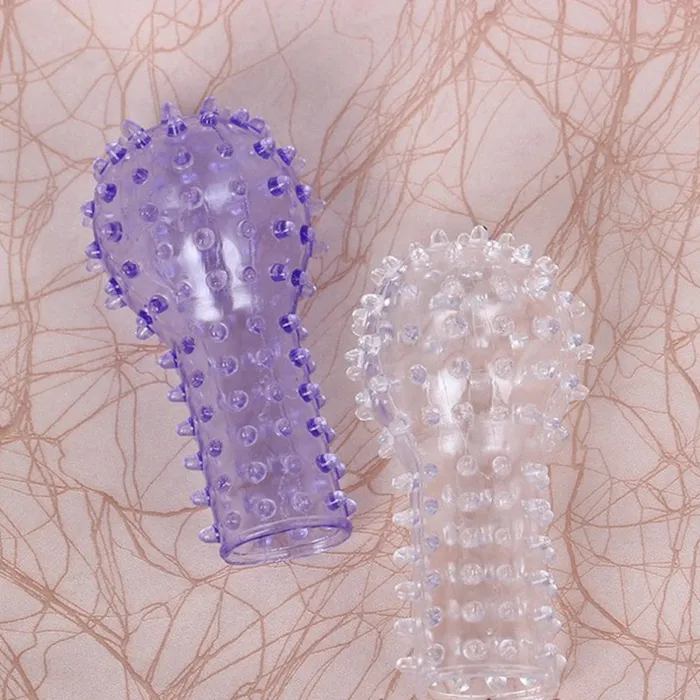 Female Sex Toys Flexible Silicone Reusable Finger Condoms Soft TPE Crystal Kondom G spot Stimulation Sex Toys for Couples Random Color LAZADASEXTOYS