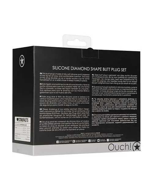 Shots America LLC Anal Shots Ouch Diamond Shape Butt Plug Set Black