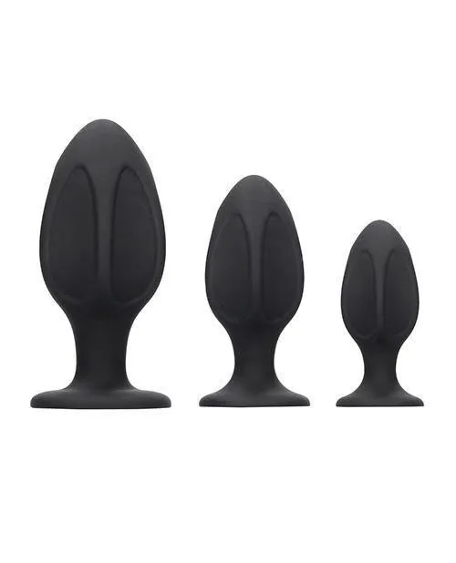 Shots America LLC Anal Shots Ouch Diamond Shape Butt Plug Set Black