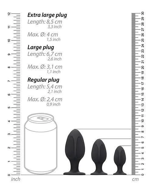 Shots America LLC Anal Shots Ouch Diamond Shape Butt Plug Set Black