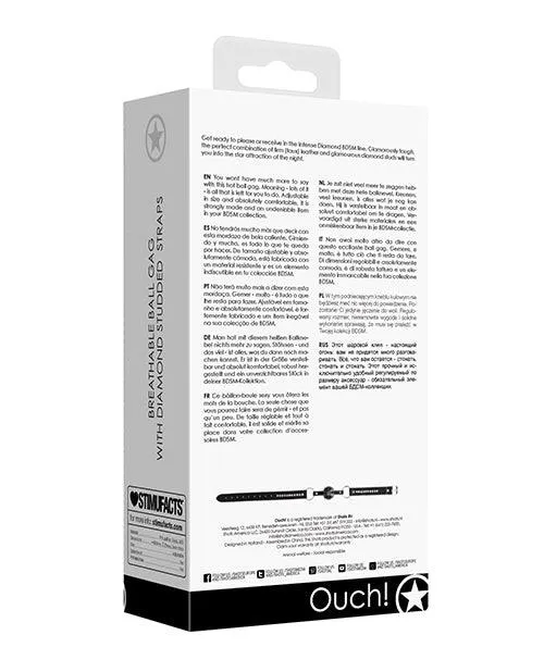 Anal Shots Ouch Diamond Breathable Ball Gag Black Shots America LLC
